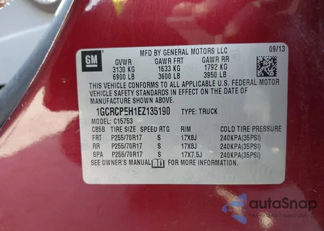 2014 Chevrolet Silverado 1500 Work Truck 2Wt из США, поврежденный, VIN 1GCRCPEH1EZ135190